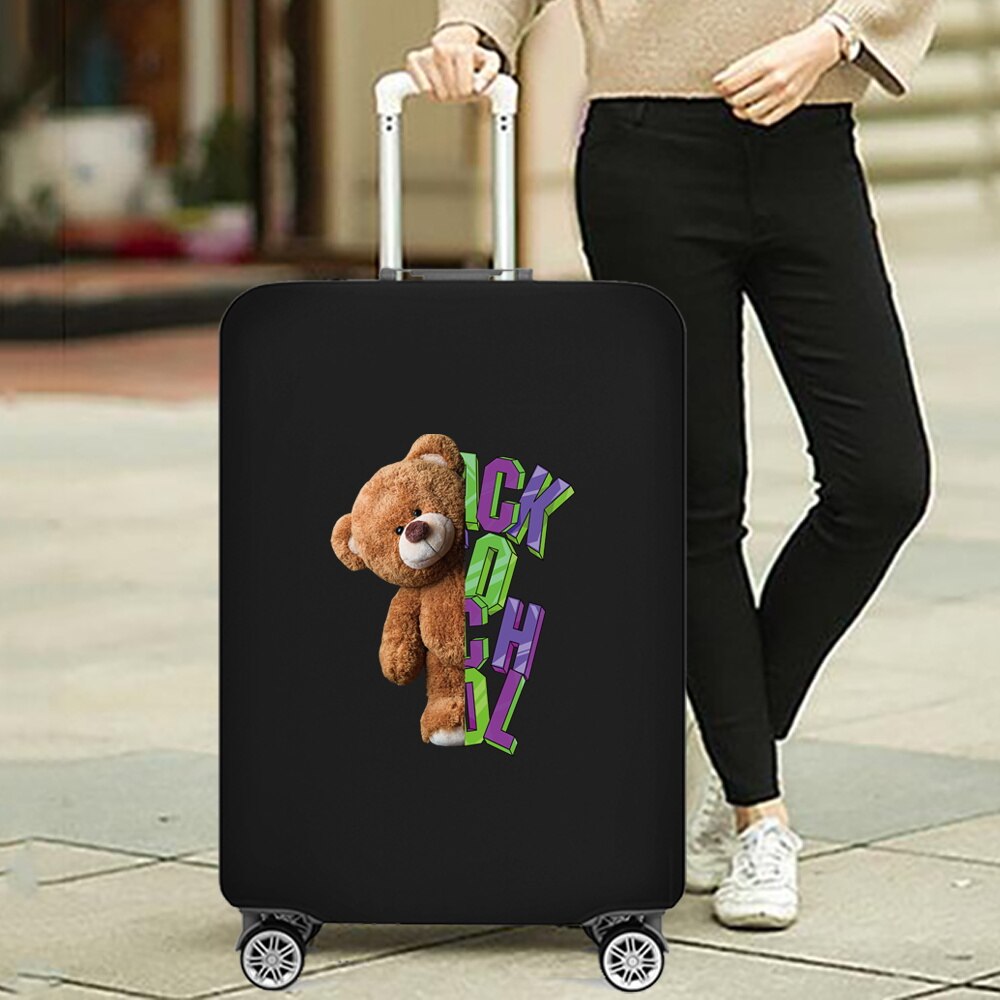 Luggage Cover Protective Thickening Travel Accessories Luggage Dust Cover for 18-28 Inch Bear Print Fashion Suitcase