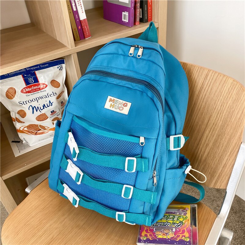 DCIMOR Cute Women Backpacks Waterproof Multi-Pocket Nylon School Backpack for Student Female Girls Kawaii Mesh Laptop Book Bag