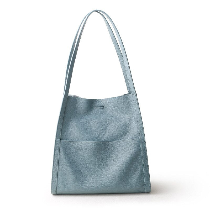 Women Bag Female Luxury Shoulder Bags Lady Soft 100% Cowhide Genuine Leather Niche Design Tote Bucket Handbag