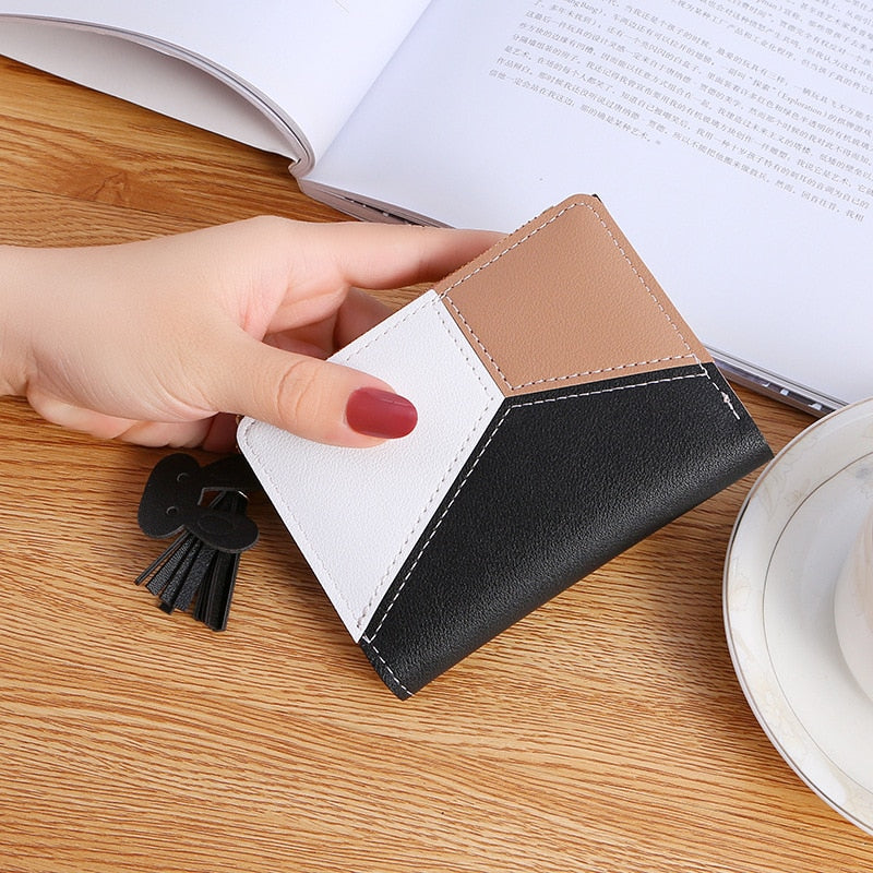 New Arrival Wallet Short Women Wallets Zipper Purse Patchwork Fashion Panelled Wallets Trendy Coin Purse Card Holder Leather