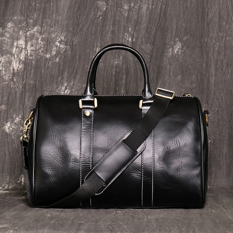 Vintage Men's Cowhide Leather Business Short-distance Carry Hand Luggage Bags Large-capacity Travel Bag Simple Messenger Bags