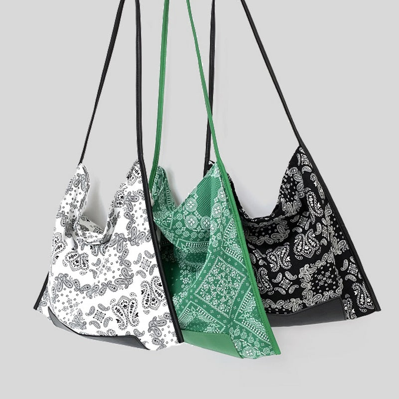 MABULA Bohemia Flower Print Hobo Sling Bag Large Square Design Crossbody Purse for Women Lightweight Elegant Handbag
