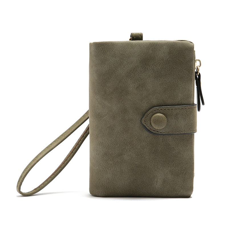 Tri-fold Short Women Wallets With Coin Zipper Pocket Minimalist Frosted Soft Leather Ladies Purses Female Pink Small Wallet