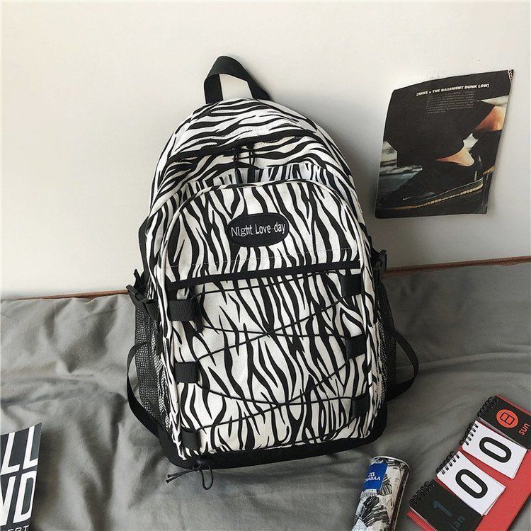 Backpacks Leopard Vintage Couple Canvas Bag Korean Harajuku Ulzzang Large Capacity School Backpack Unisex Stylish Waterproof Ins