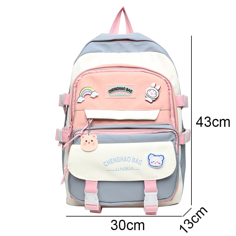 Trendy Female Cute College Backpack Girl Travel Harajuku School Bag New Lady Kawaii Nylon Backpack Fashion Laptop Women Book Bag