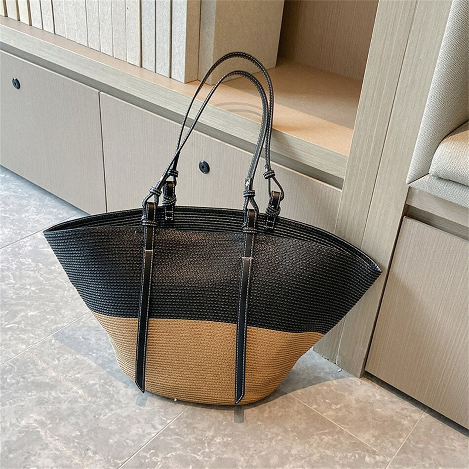 Fashion Design Rattan Woven Women Bag Luxury Brand Straw Shoulder Handbags and Purses Trend Large Capacity Female Handmade Totes