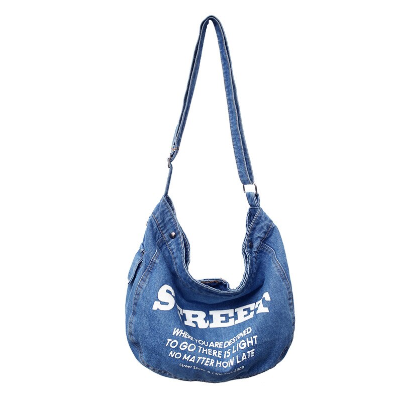 Large Capacity Canvas Shoulder Bags For Women Solid Fashion Fold Female Handbag Jean Big Shopping Eco Bag Denim Crossbody Bags