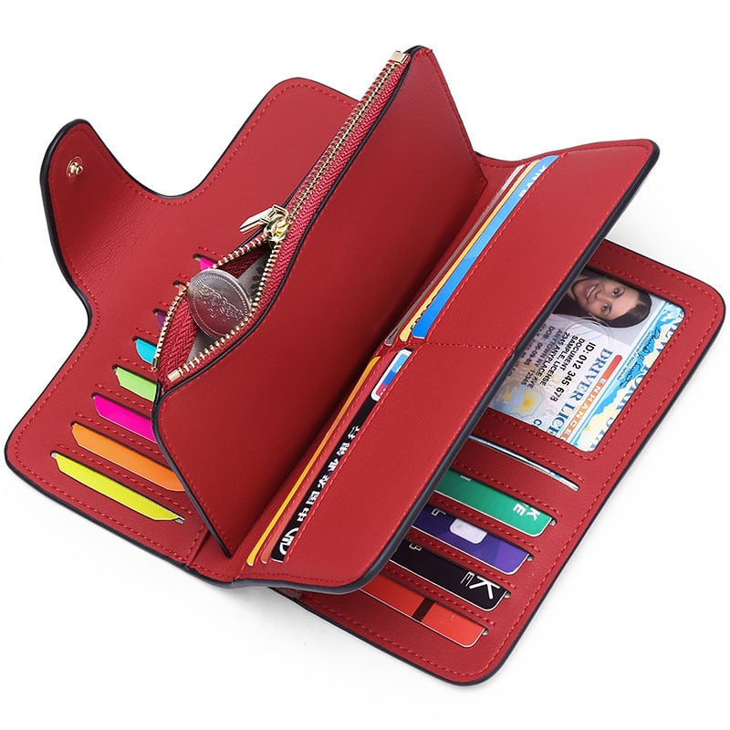 Women's Wallet Fashion Luxury Clutch Bag Long RFID Leather Wallet Four Fold Credit Card Holder Purse Brand Wallets For Women
