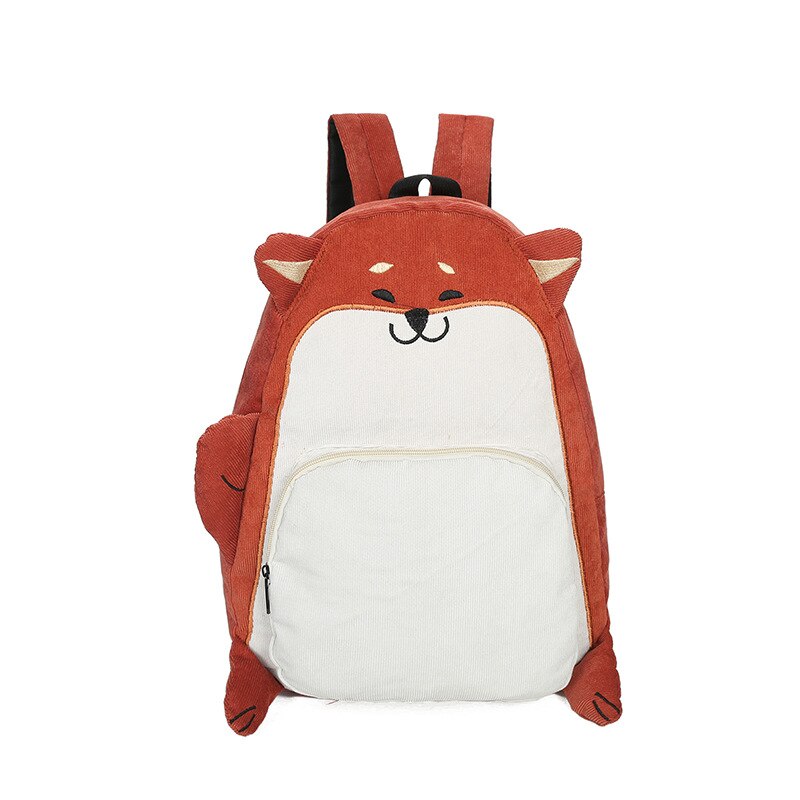 School Backpacks Anime For Teenagers Girls Cute Designer Corduroy Animal Fox Dog Shape Schoolbag Student Backpack