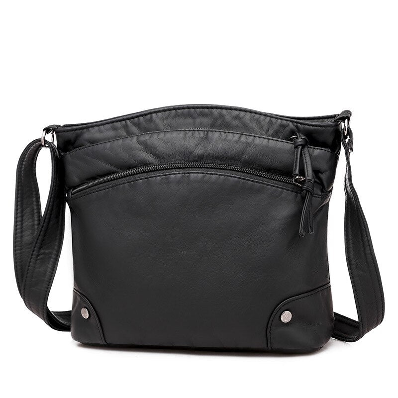 New Korean style PU leather crossbody bags for women Casual retro small square shoulder bag Large Capacity soft leather handbag
