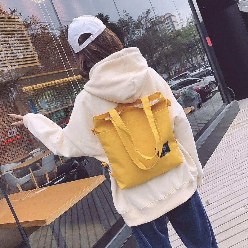 Solid Large Capacity Girl Canvas Shoulder Female Bags Women's School Messenger Bags for Students Shoulder Ladies Handbag