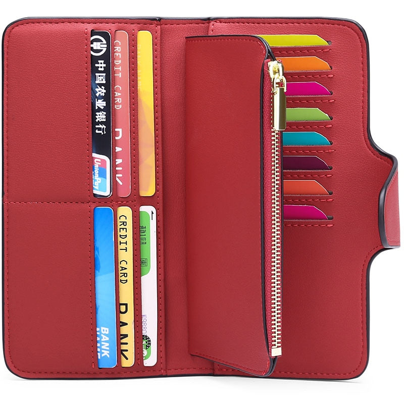 Women's Wallet Fashion Luxury Clutch Bag Long RFID Leather Wallet Four Fold Credit Card Holder Purse Brand Wallets For Women