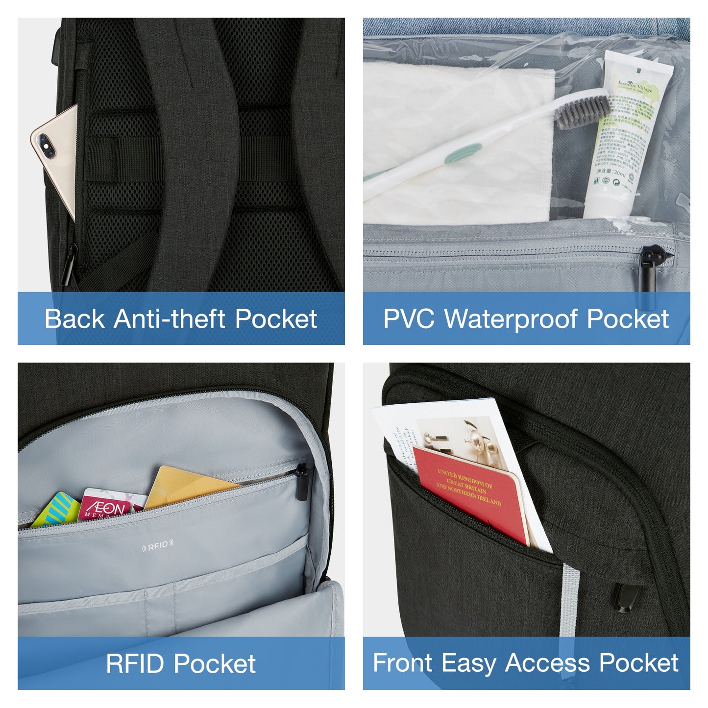 BAGSMART Anti-theft Waterproof 15.6 Inch Laptop Backpack School Backpacks USB Charging Port Men Business Travel Backpack Women