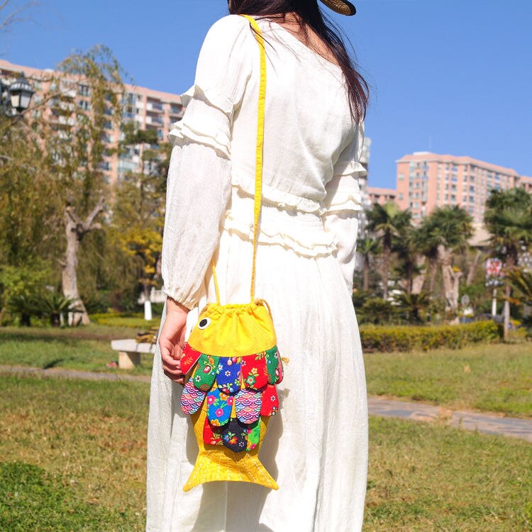 Pure Handmade Fish Women Bag Floral Flower Patchwork Shoulder Bags Hobo Women's Handbag Purse