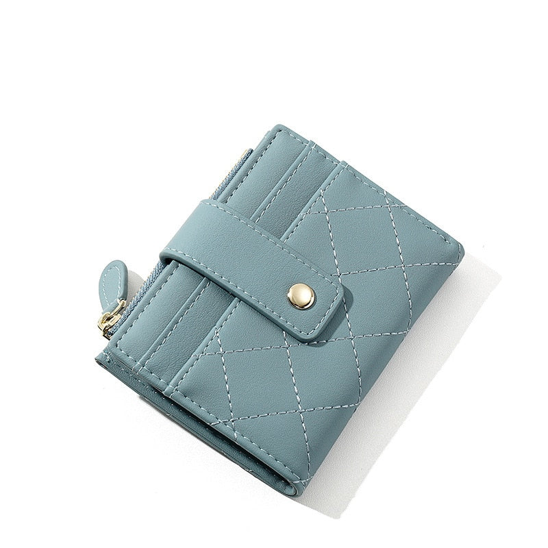 Geestock Women's Zipper Wallet for PU Leather Fashion Lattice Card Holder Girl Student Coin Purses Handbags New Creative Purse