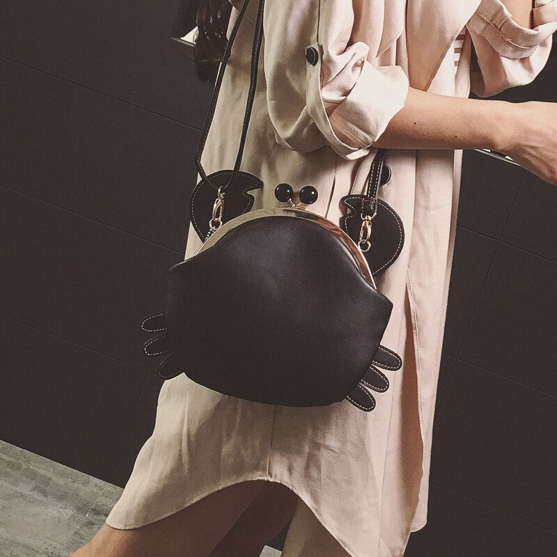 Lovely Crab Bag New Fashion Single Shoulder For Women Bag Clip Mouth Small Mini Messenger Bag Female