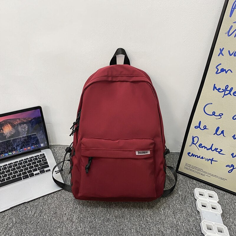 Unisex Solid Color Nylon Backpacks Fashion Women Backpack Men Big Schoolbag Cool Bookbag Teen Student Portable Laptop Bagpack