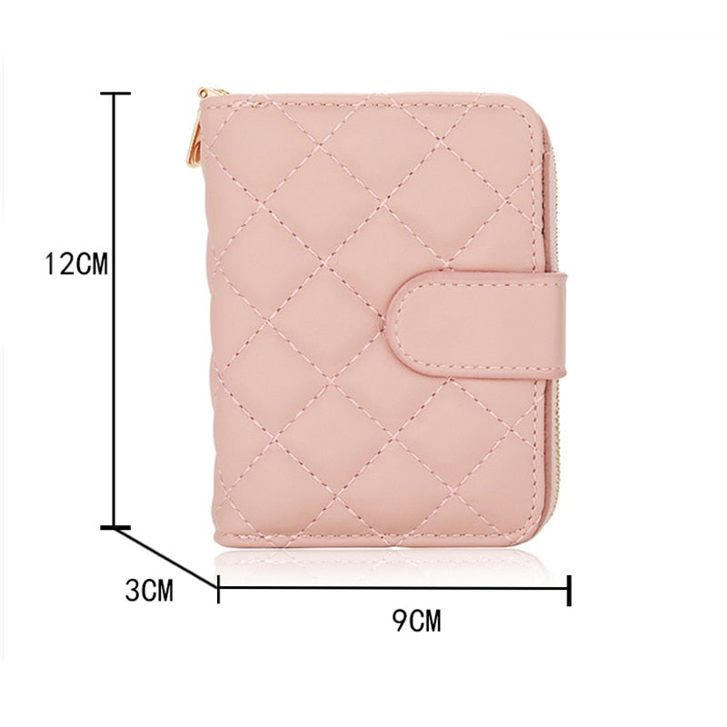 Geestock Fashion Organ Card Holder Wallets for Women Lingge Short Purse Simple Generous Ladies Zipper Wallet Credit Holders