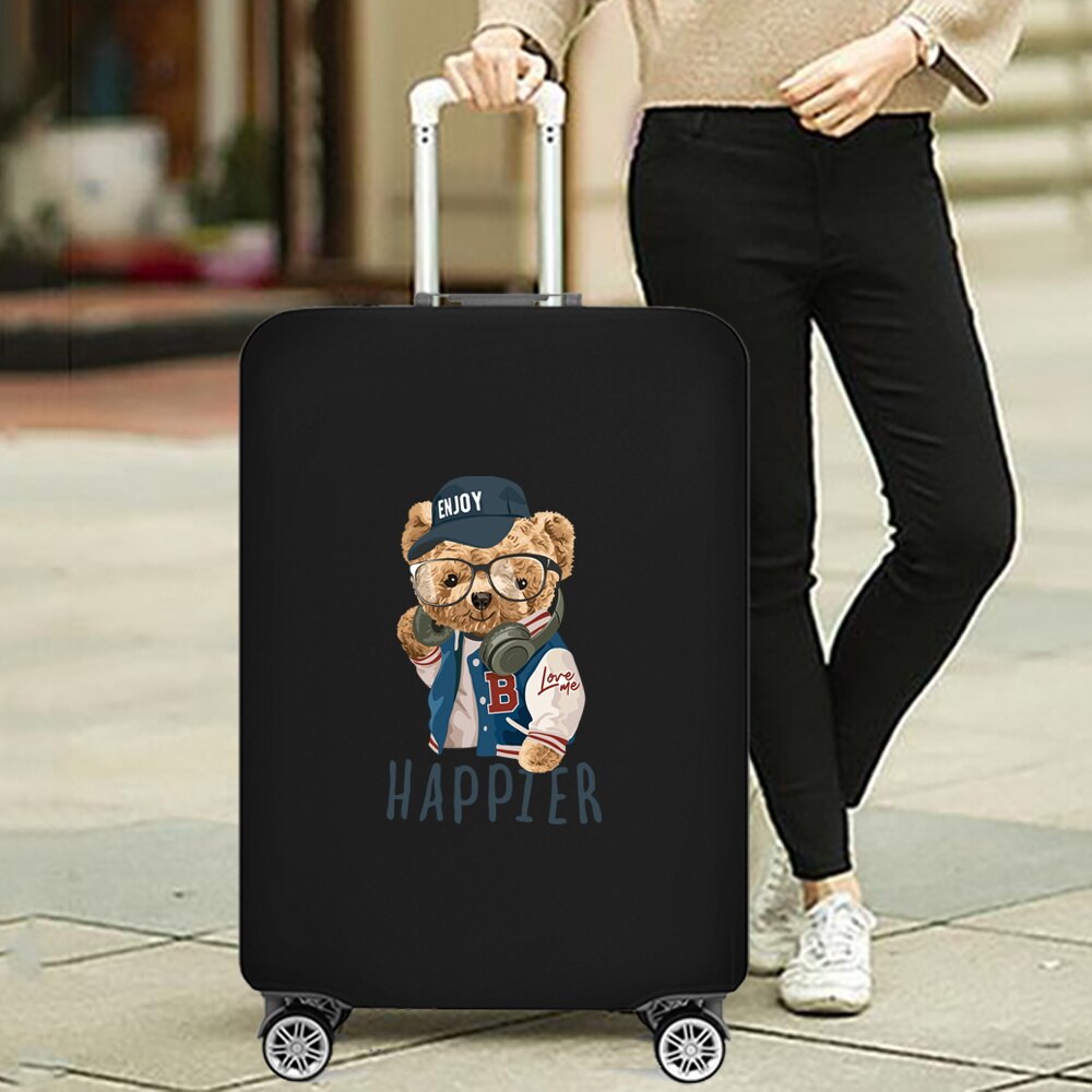 Luggage Cover Protective Thickening Travel Accessories Luggage Dust Cover for 18-28 Inch Bear Print Fashion Suitcase