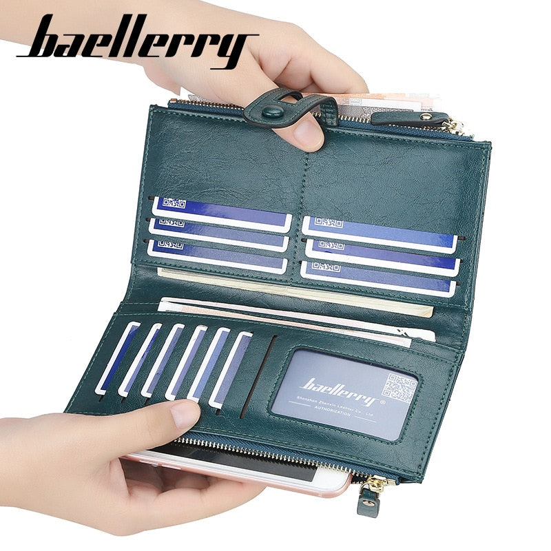 Name Engrave Women Wallets Fashion Long Leather Top Quality Card Holder Classic Female Purse Zipper Brand Wallet for Women