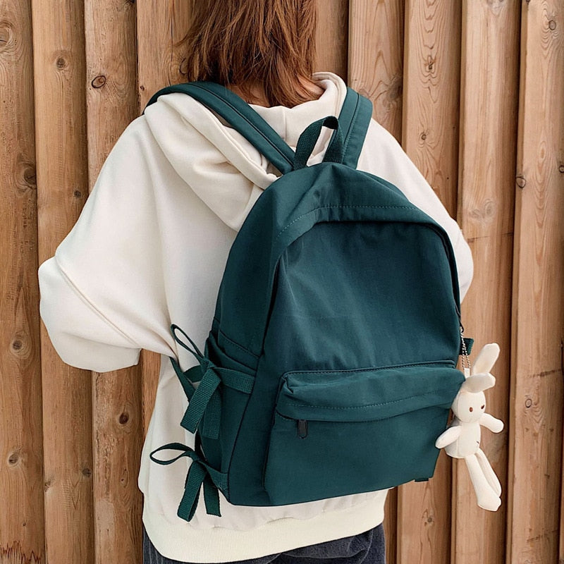 Outdoor Travel Nylon School Backpack Women's Backpacks for Teenagers Girl Large Capacity Women Bag Solid Color Schoolbag Mochila