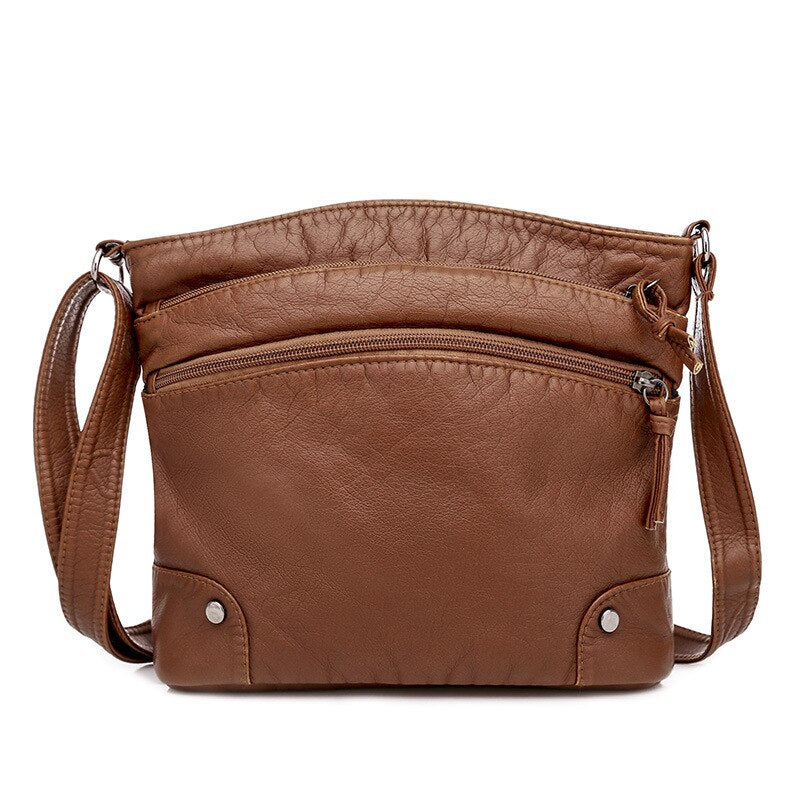 New Korean style PU leather crossbody bags for women Casual retro small square shoulder bag Large Capacity soft leather handbag