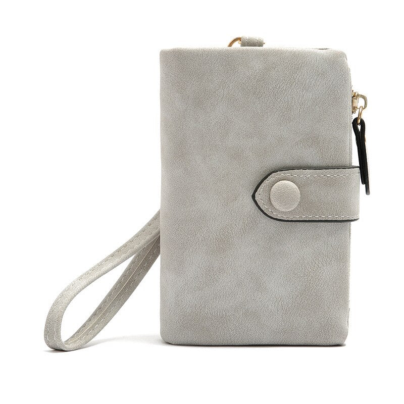 Tri-fold Short Women Wallets With Coin Zipper Pocket Minimalist Frosted Soft Leather Ladies Purses Female Pink Small Wallet