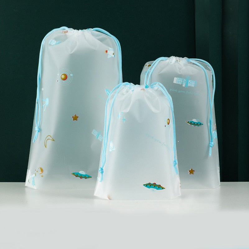 1Pcs Girl Clear Drawstring Cosmetic Bag PVC Transparent Makeup Bag for Women Waterproof String Beauty Case Travel Toiletry Bags