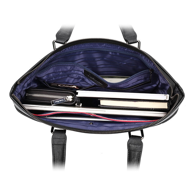 Genuine Leather Men's Briefcase high-capacity Handbag Fashion Trend Shoulder Bag Business Casual Office Bag For 14 Inch Laptop