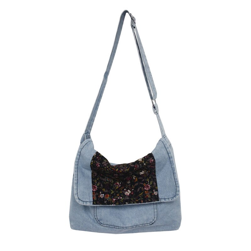 Large Capacity Canvas Shoulder Bags For Women Solid Fashion Fold Female Handbag Jean Big Shopping Eco Bag Denim Crossbody Bags