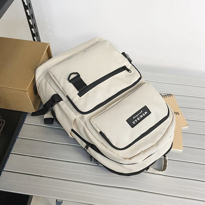 11EnoPella Waterproof Fashion Backpack Cute College Student Simple Kawaii Women Female Men Nylon Girl Bag Black Schoolbags