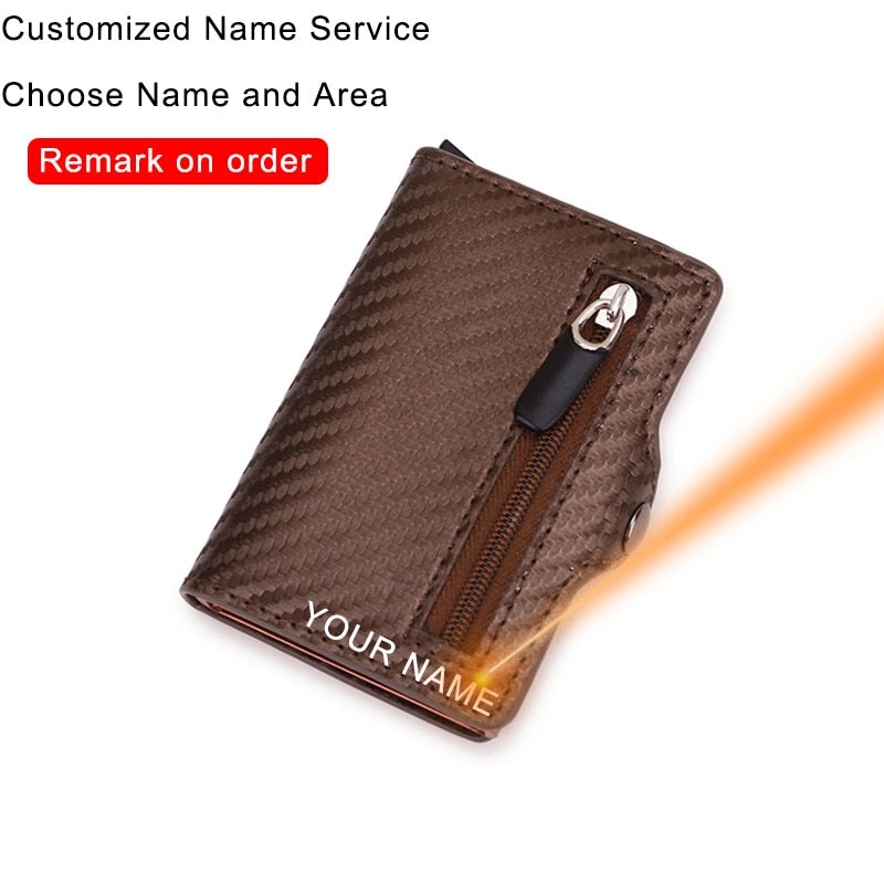 Carbon Fiber Rfid Card Holder Wallets Men Zipper Coin Money Bag Male Thin Mini Slim Magic Wallet Small Money Bag Wolet for man