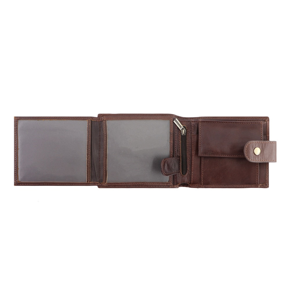 Cowhide Genuine Leather Men Wallet RFID Anti Theft Wallets Coin Purse Clutch Hasp Open Retro Long Wallet Multifunctional 3 Fold