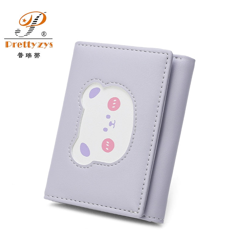 Brand Designer Cute bear Small Three Fold Wallets For Women Soft PU Leather Card Holder Purse Ladies Fashion Purses Female