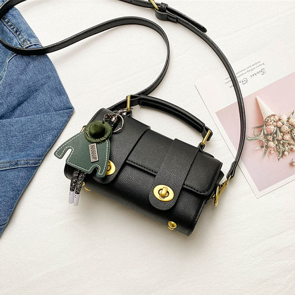 2 Lock Small Women's Boston Bag Luxury Purses and Handbags Luxury Pendant Crossbody Bag PU Leather Shoulder Bags for Women Mini