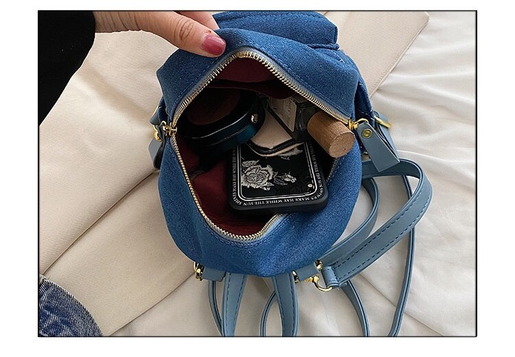 Fashion Mini Backpack Women Shoulder Bag for Teenage Girls Multi-Function Small Bagpack Ladies Travle Denim female Backpacks