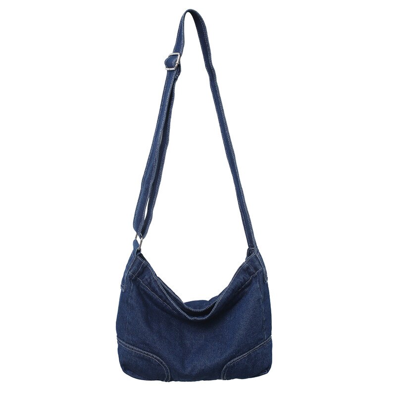 Large Capacity Canvas Shoulder Bags For Women Solid Fashion Fold Female Handbag Jean Big Shopping Eco Bag Denim Crossbody Bags