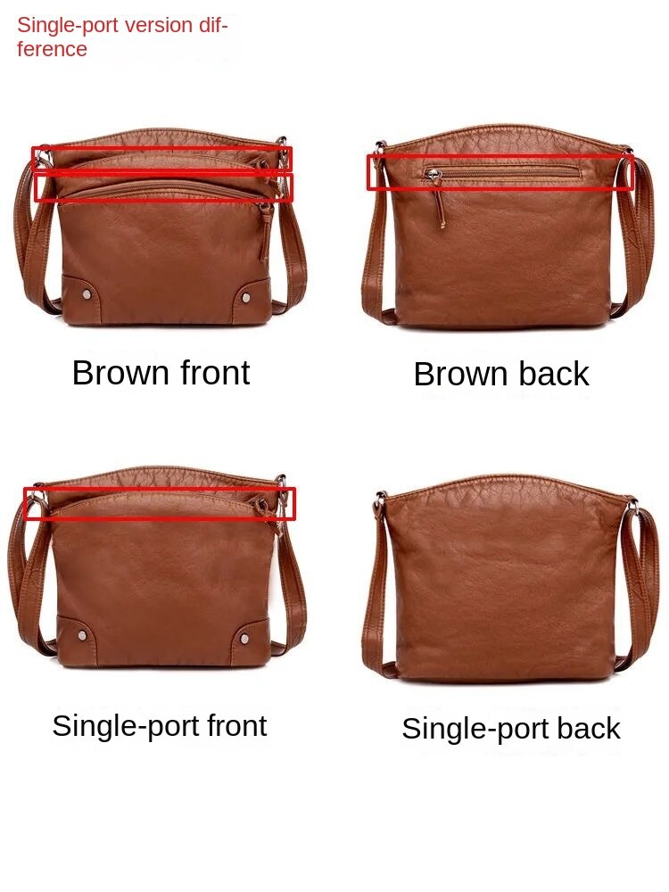 New Korean style PU leather crossbody bags for women Casual retro small square shoulder bag Large Capacity soft leather handbag