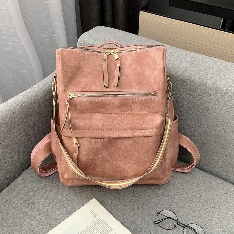 New Designer Women Bag Retro Leisure Backpack Female PU Leather Vintage Backpack Luxurious Shoulder Bag Fashion Female Bag