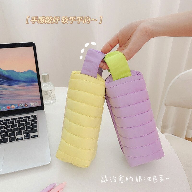 1Pc New Macaron Color Soft Makeup Bag For Women Zipper Large Female's Cosmetic Case Travel Make Up Toiletry Bag Washing Pouch