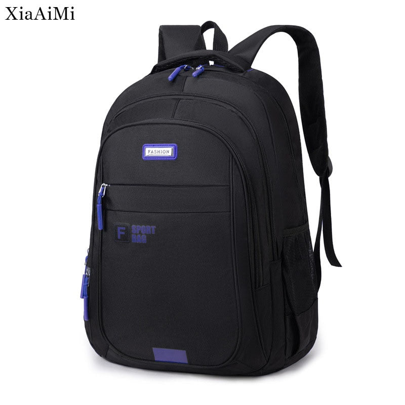 Men's Backpack Black Leisure Sports Men's Bag Large Capacity School backpack for Boys Solid Color Business Computer Bag