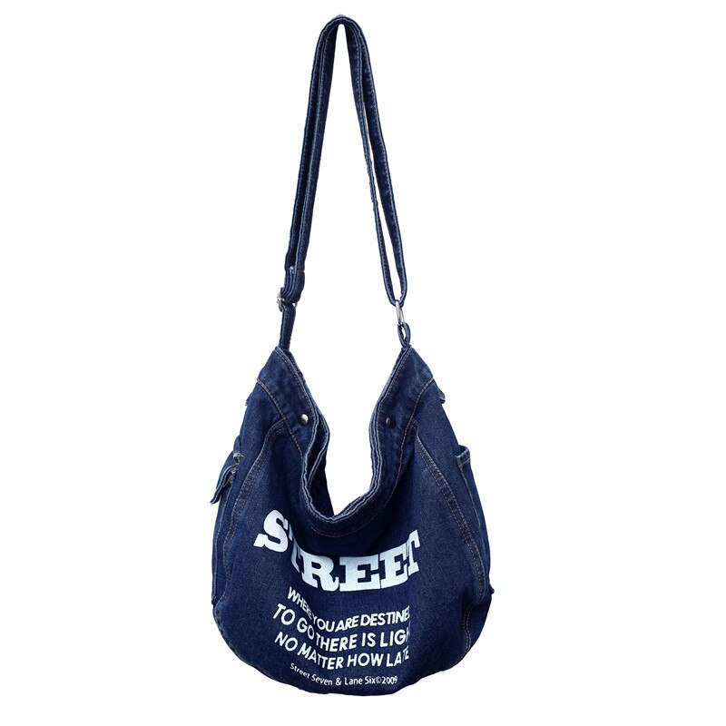 Large Capacity Canvas Shoulder Bags For Women Solid Fashion Fold Female Handbag Jean Big Shopping Eco Bag Denim Crossbody Bags