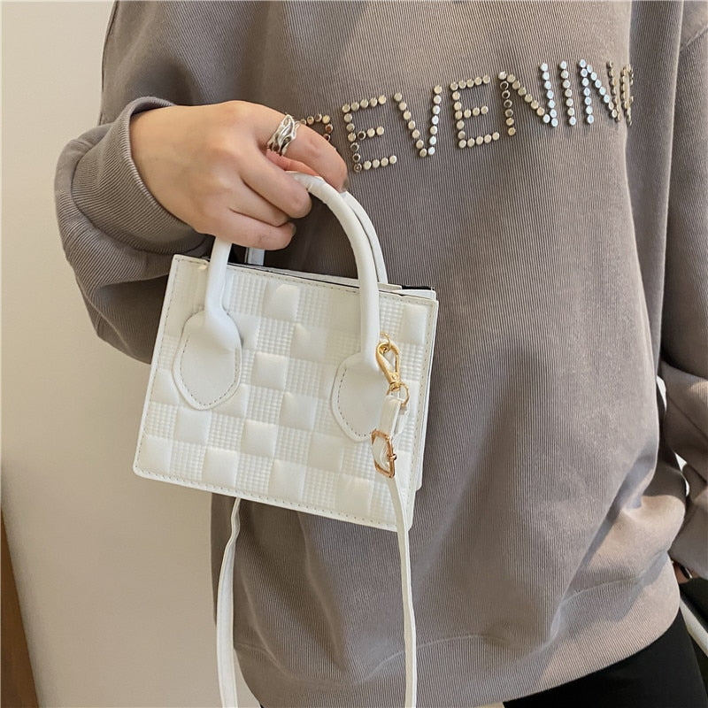 Fashion Pu Leather Women Shoulder Bag High Quality Checkered Crossbody Bag Woman Luxury Designer Casual Women Messenger Bag