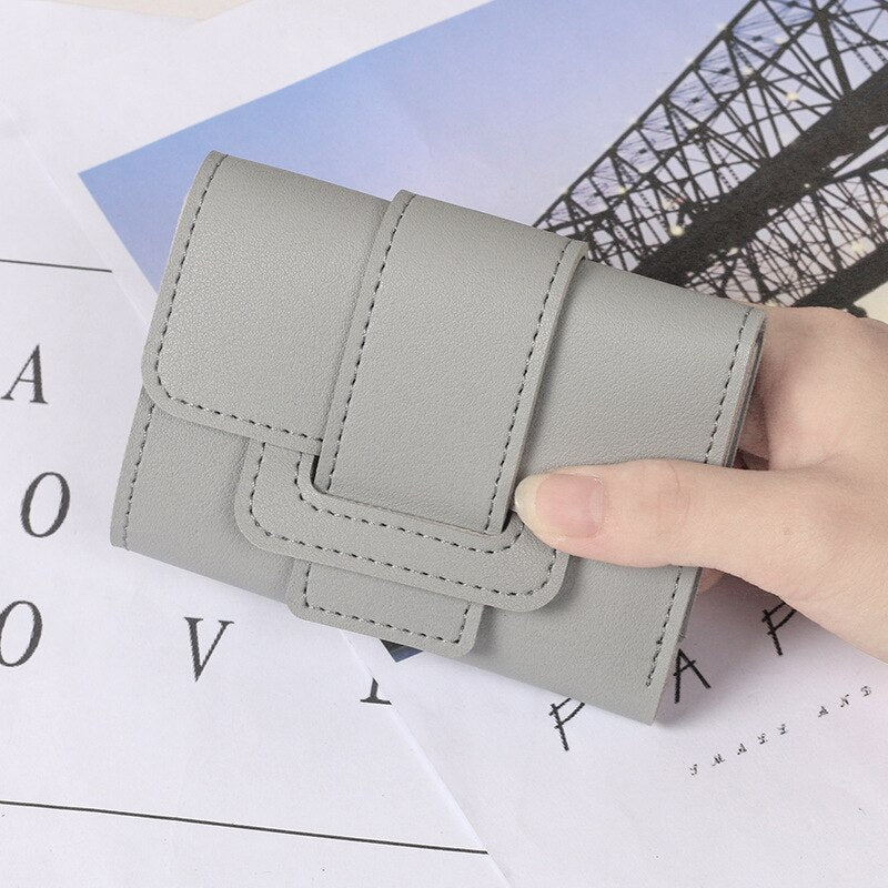 Wallet Women Lady Short Women Wallets Red Color Mini Money Purses Small Fold PU Leather Female Coin Purse Card Holders