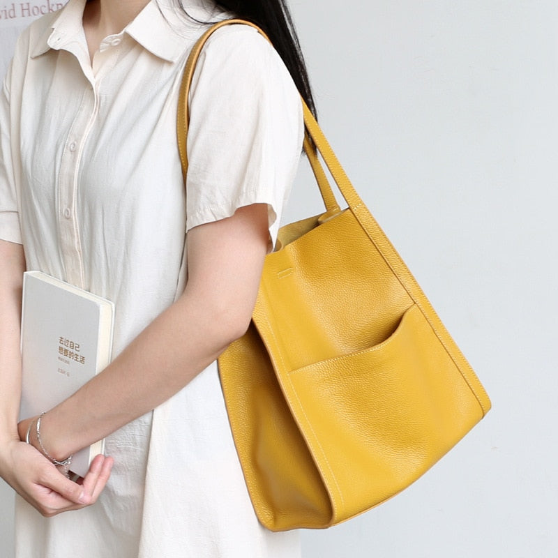 Women Bag Female Luxury Shoulder Bags Lady Soft 100% Cowhide Genuine Leather Niche Design Tote Bucket Handbag