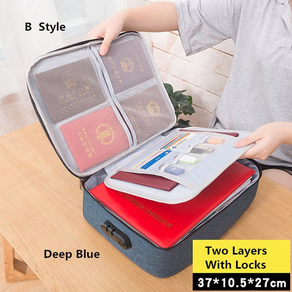 Travel Business Briefcase A4 Document Bag Waterproof Oxford Tote Men Women's Electronic Product Storage Pouch Office Organizer