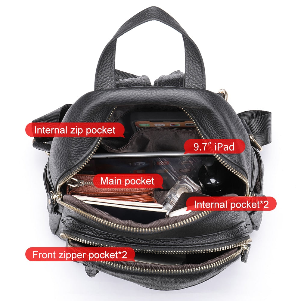 WESTAL Women's Leather Backpack Black School Backpack for Women Bagpack Luxury Shoulder Bags Woman mochila feminina Back Pack