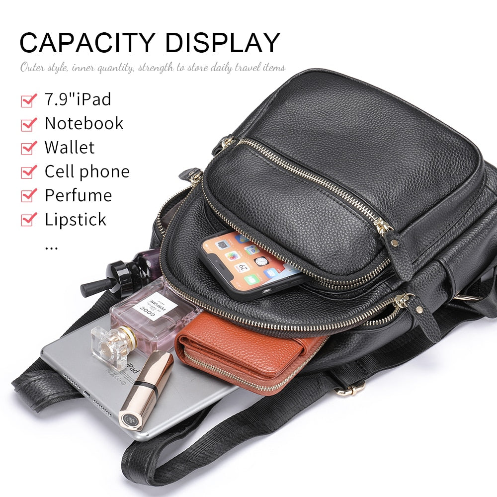 WESTAL Women's Leather Backpack Black School Backpack for Women Bagpack Luxury Shoulder Bags Woman mochila feminina Back Pack