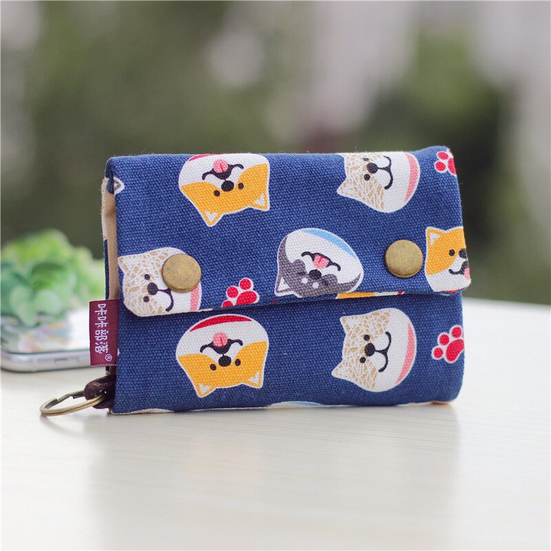 Vintage Casual Women Wallets Denim Canvas Short Buttons Clutch Coin Purse Large Capacity Card Holder Wallet