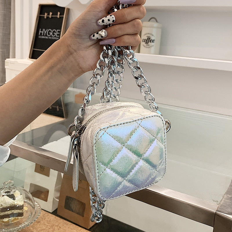 Lattice Mini Cute Bag for Women Luxury Handbags Women Bags Designer Leather Small Shoulder Bag Female Zip Purse